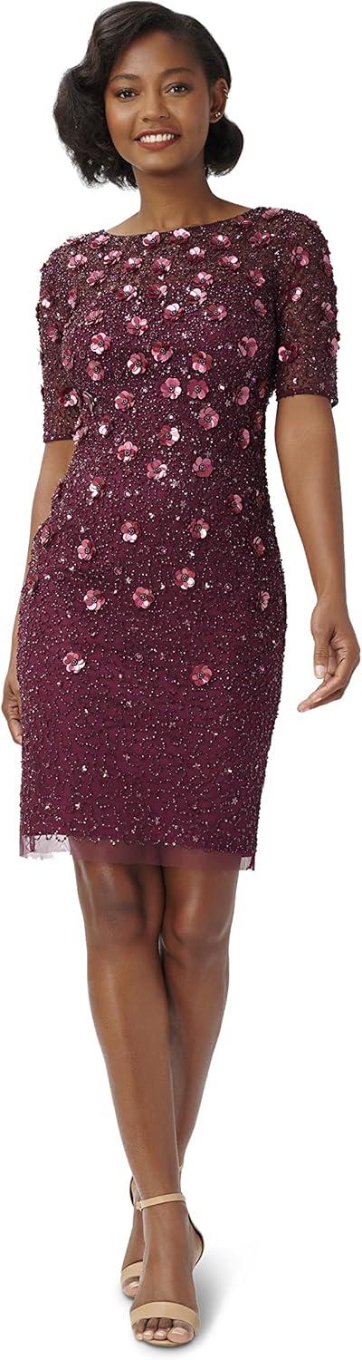 imageAdrianna Papell Womens Beaded Cocktail DressCassis