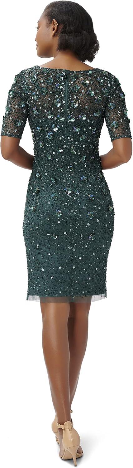 imageAdrianna Papell Womens Beaded Cocktail DressDusty Emerald