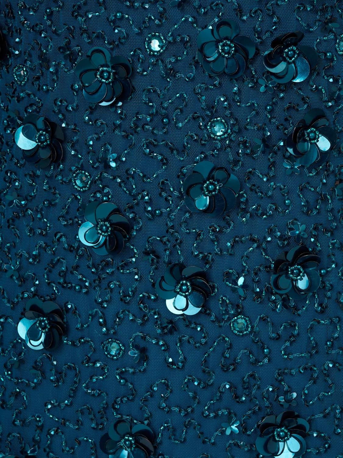 imageAdrianna Papell Womens Beaded Cocktail DressTeal Sapphire