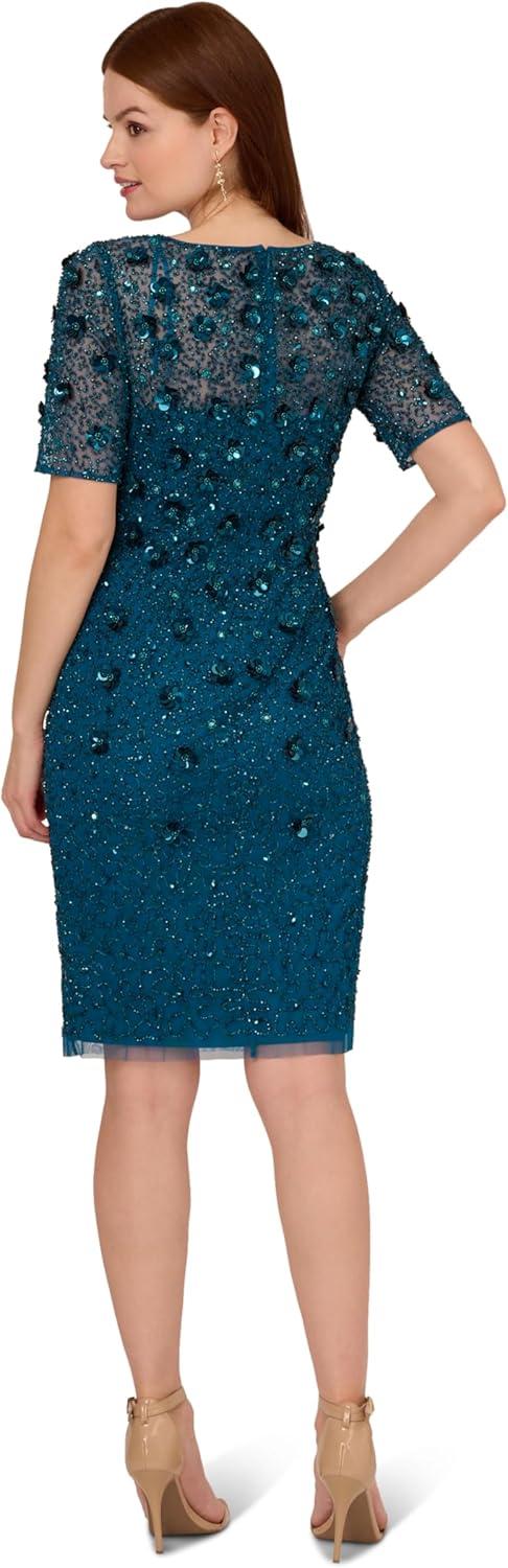 imageAdrianna Papell Womens Beaded Cocktail DressTeal Sapphire