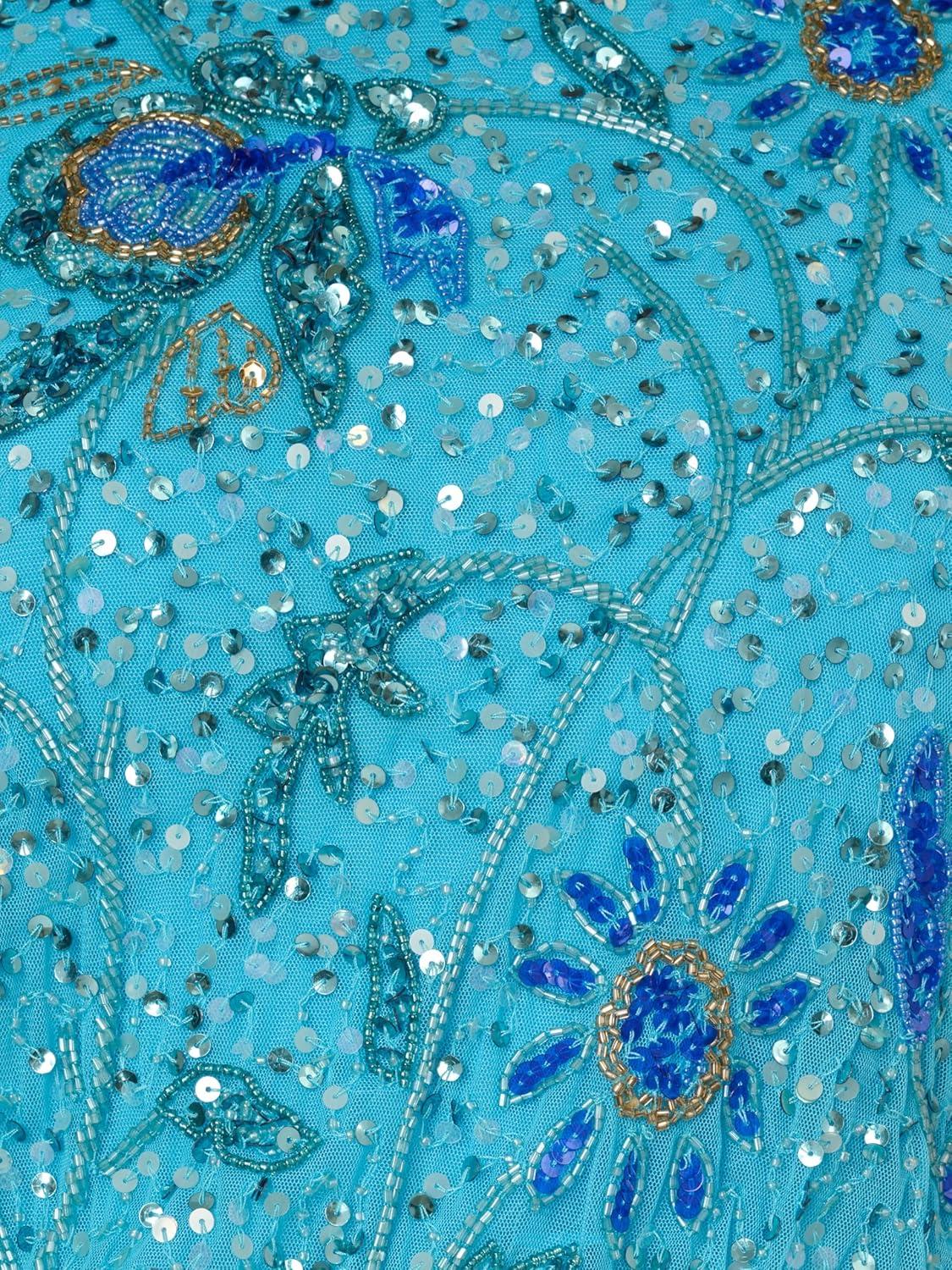 imageAdrianna Papell Womens Beaded Halter Mini DressBelize Blue