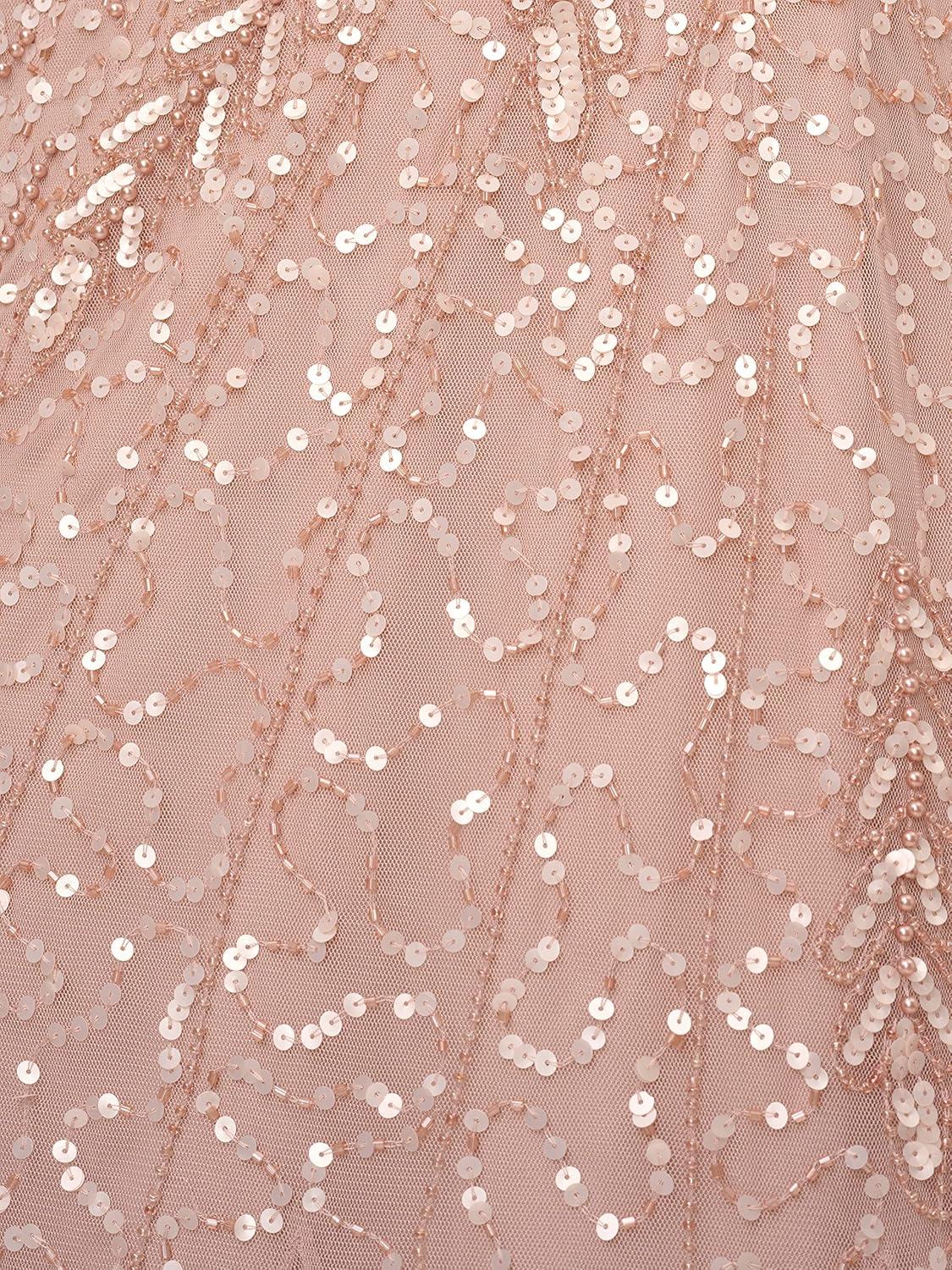 imageAdrianna Papell Womens Beaded Midi Dress with GodetsSteel Rose