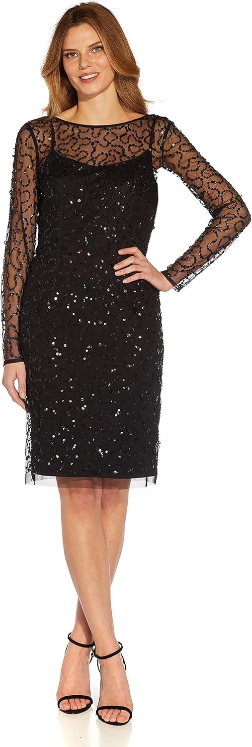 imageAdrianna Papell Womens Beaded Short DressBlack