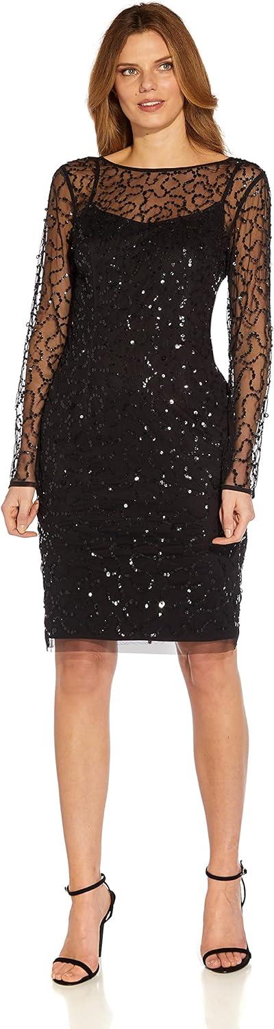 imageAdrianna Papell Womens Beaded Short DressBlack