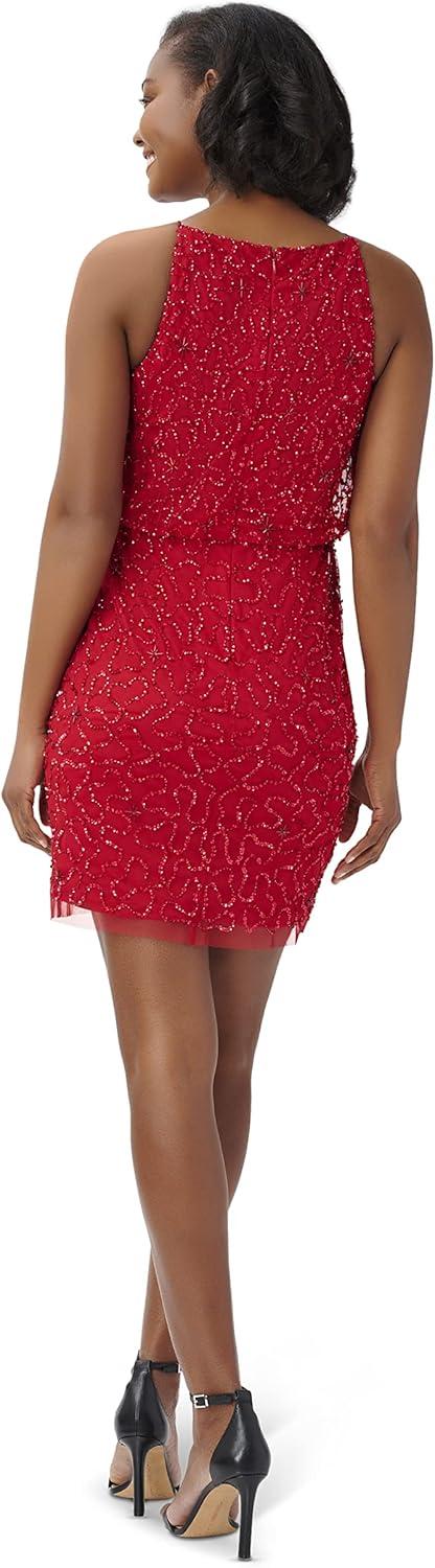 imageAdrianna Papell Womens Beaded Short DressDark Cherry