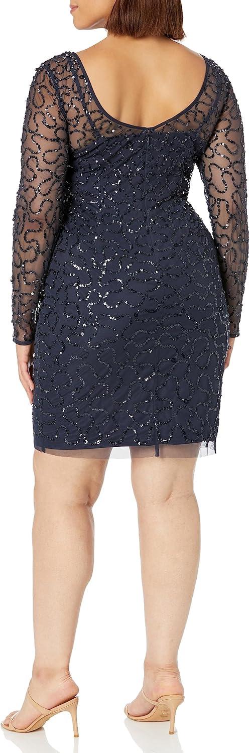 imageAdrianna Papell Womens Beaded Short DressNavy