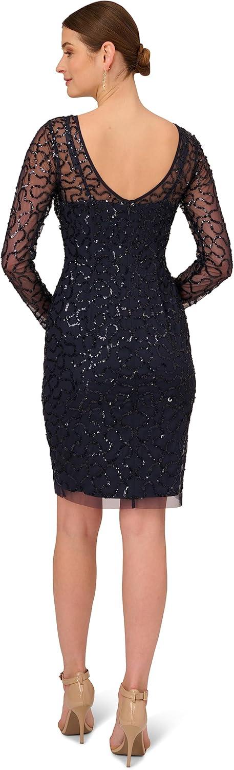 imageAdrianna Papell Womens Beaded Short DressNavy