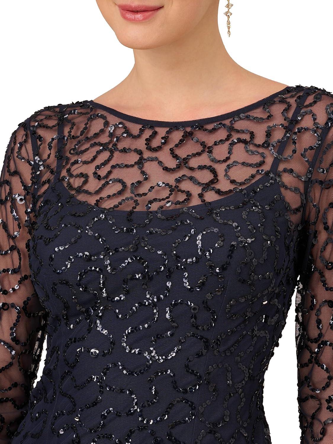 imageAdrianna Papell Womens Beaded Short DressNavy