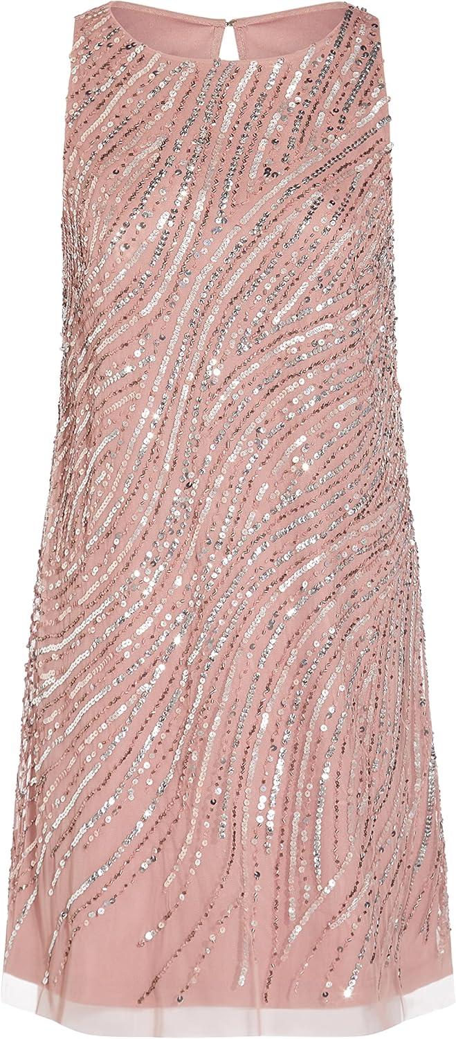 imageAdrianna Papell Womens Beaded Trapeze DressCandied Ginger