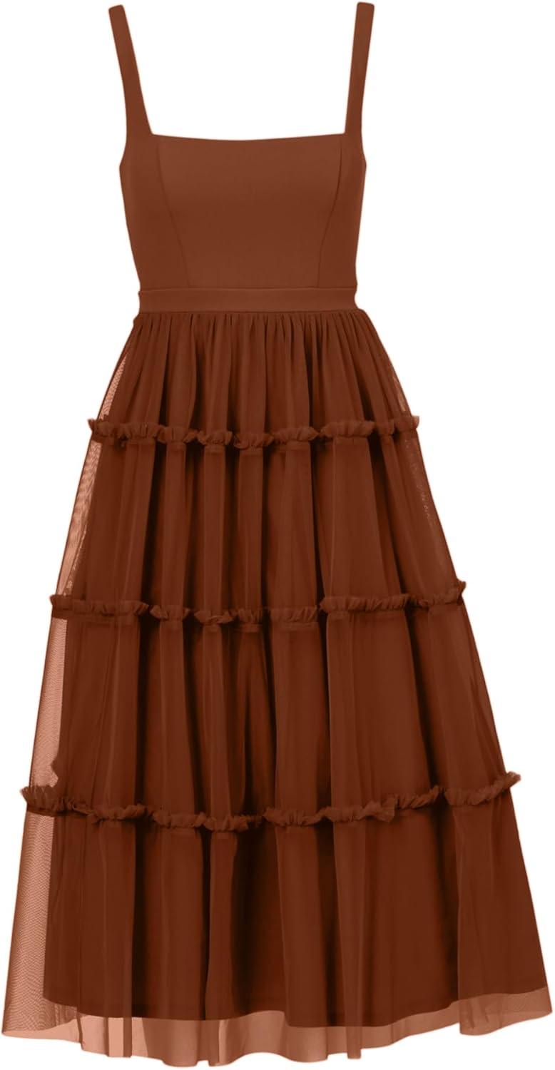 imageAdrianna Papell Womens Knit and Mesh Midi DressTimber