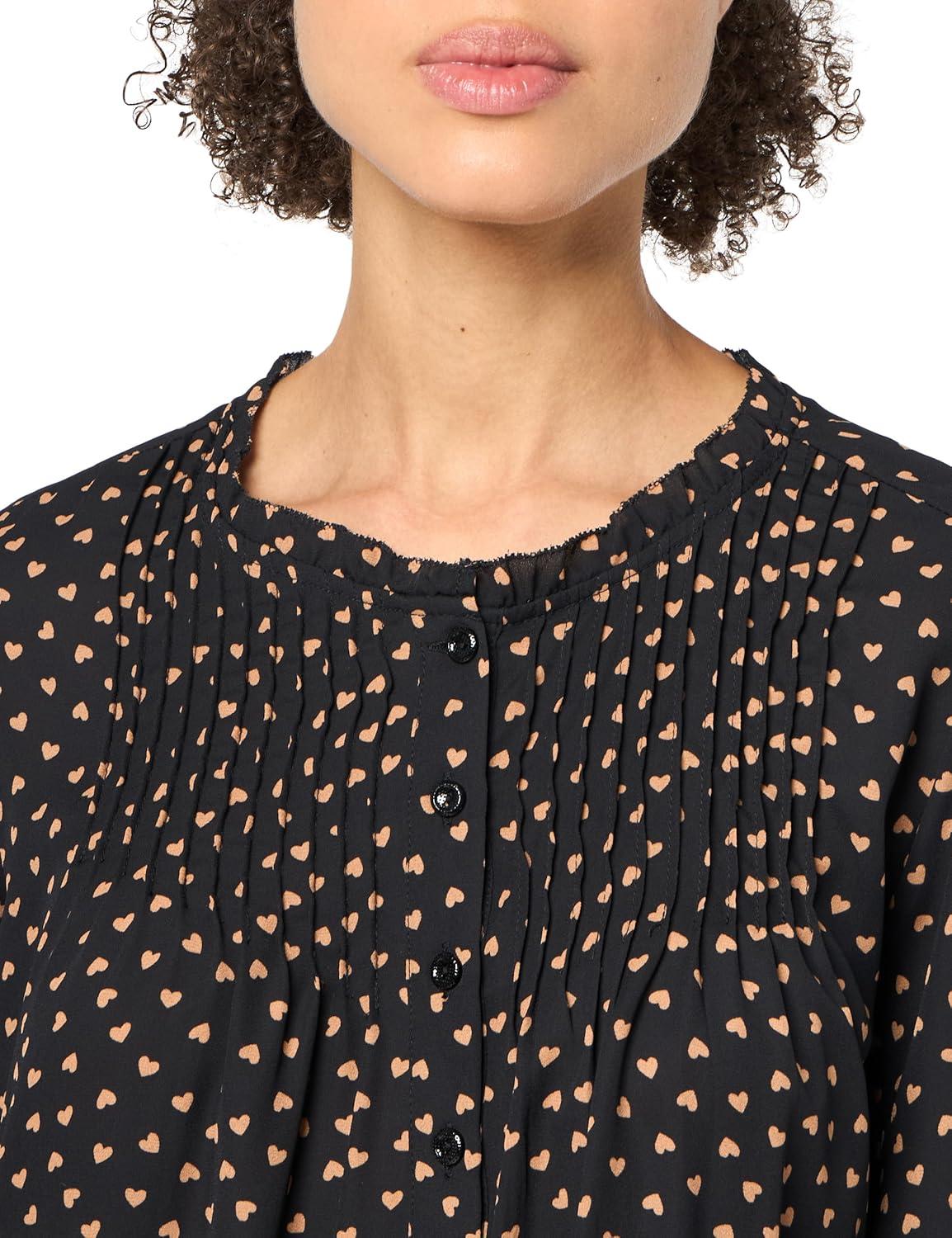 imageAdrianna Papell Womens Pintuck Button Down BlouseBlackCamel Classic Hearts