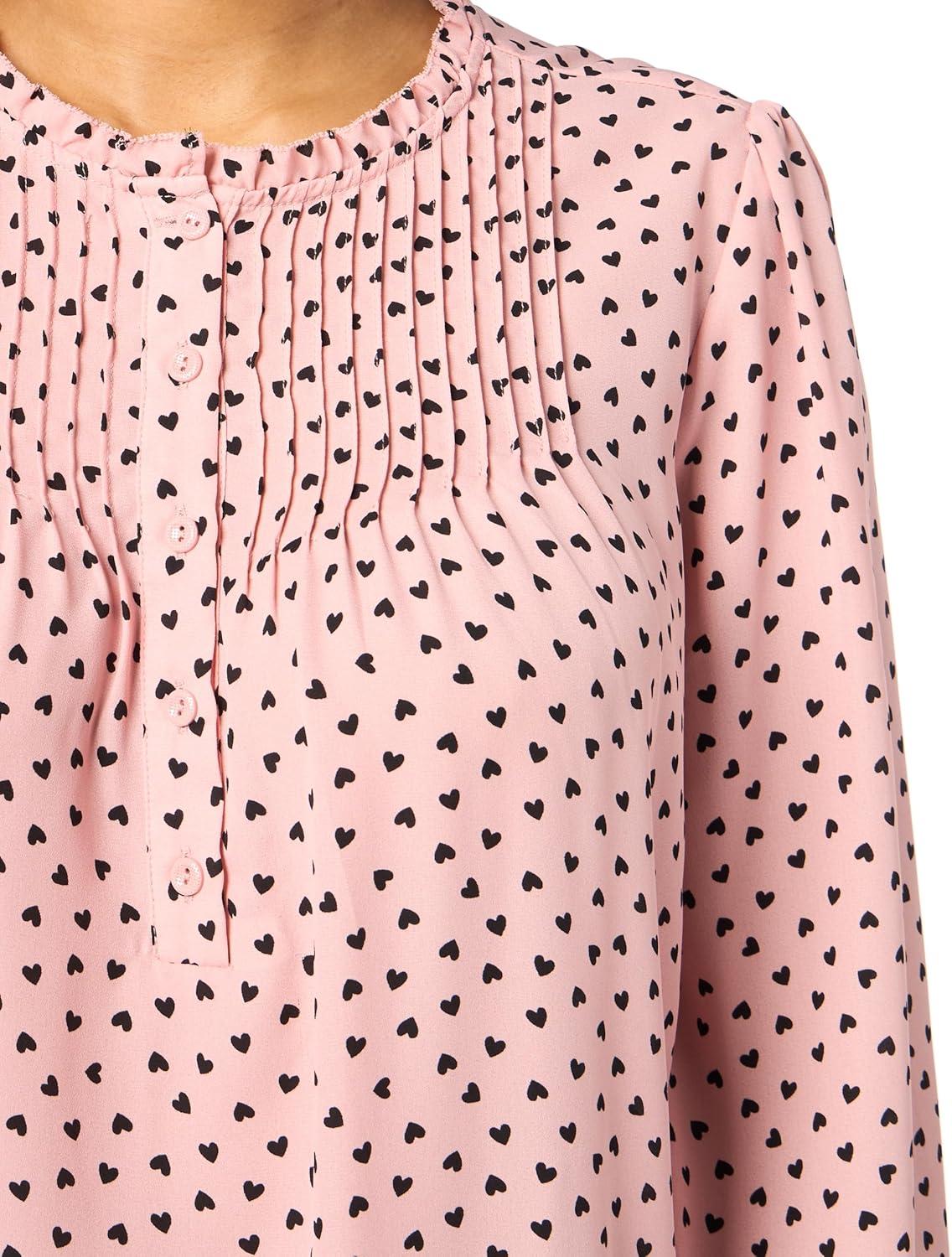 imageAdrianna Papell Womens Pintuck Button Down BlouseBlushBlack Classic Hearts