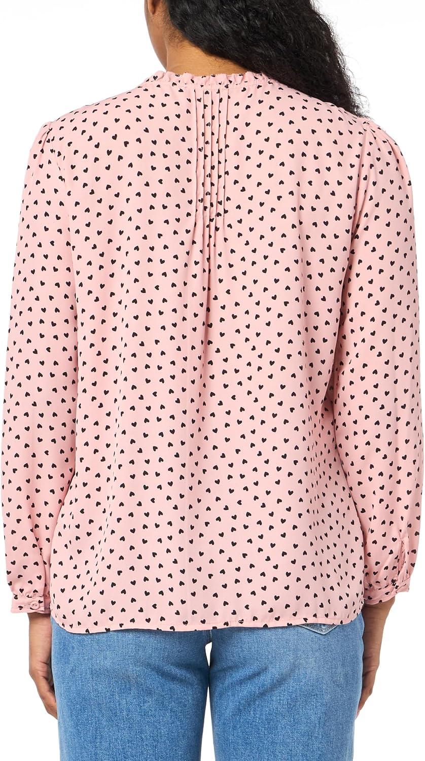 imageAdrianna Papell Womens Pintuck Button Down BlouseBlushBlack Classic Hearts