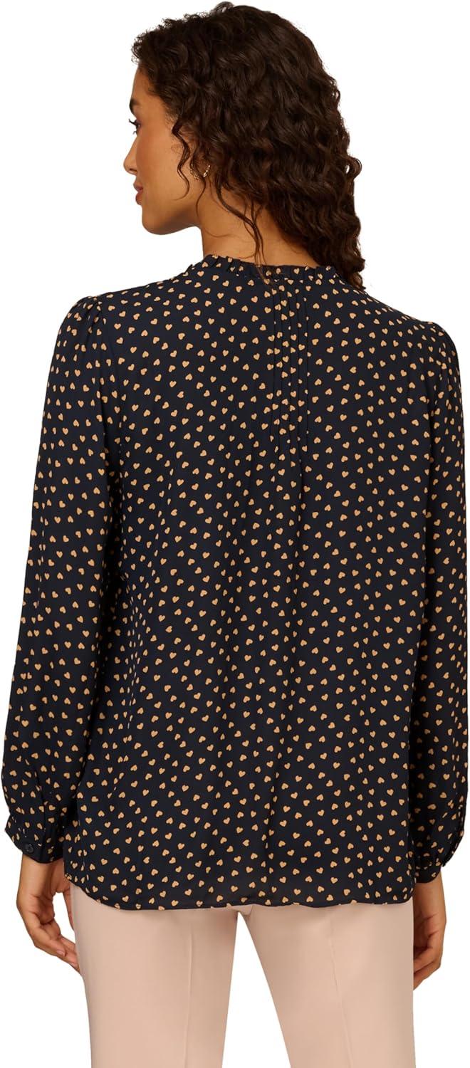 imageAdrianna Papell Womens Pintuck Button Down BlouseNavyKhaki Classic Hearts