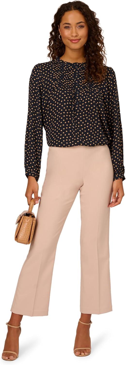 imageAdrianna Papell Womens Pintuck Button Down BlouseNavyKhaki Classic Hearts