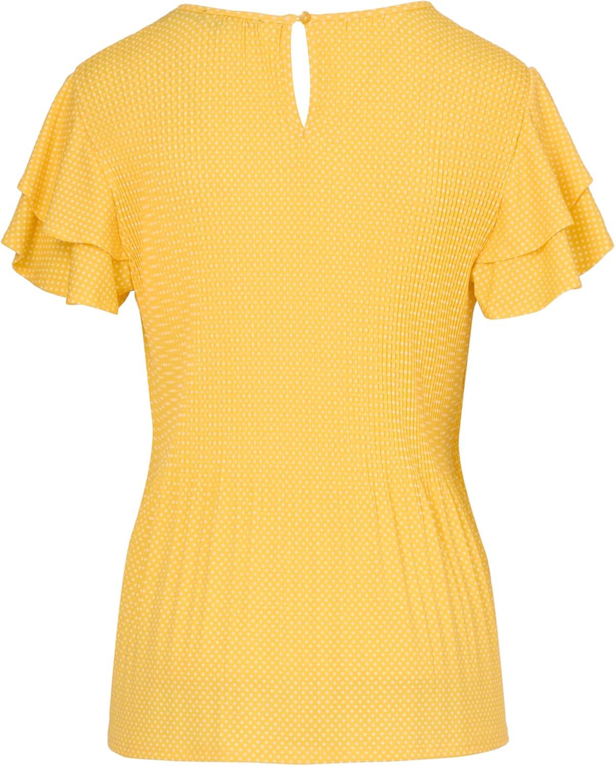 imageAdrianna Papell Womens Pleated Knit Double Sleeve TopMimosaIvory Small Dot