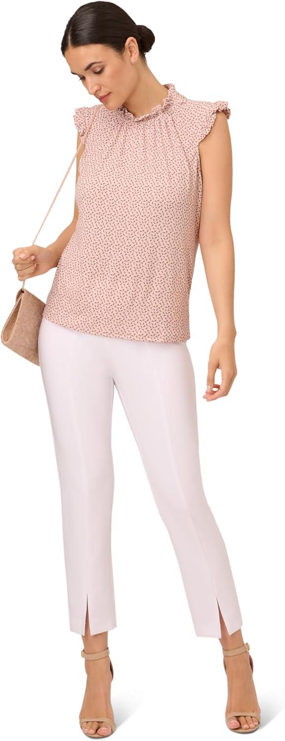 imageAdrianna Papell Womens Ruffle Mock Neck TankChampagne Blowing Leaf