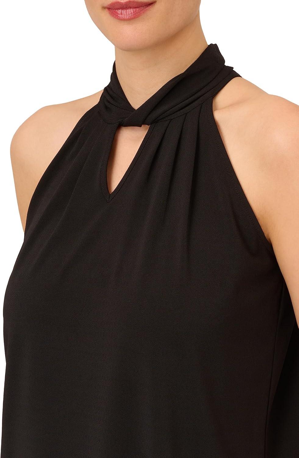 imageAdrianna Papell Womens Solid Knit Halter Twist Neck TopBlack