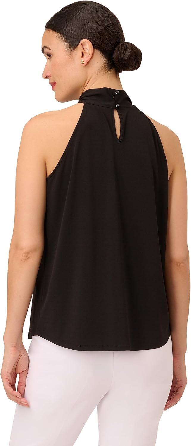 imageAdrianna Papell Womens Solid Knit Halter Twist Neck TopBlack
