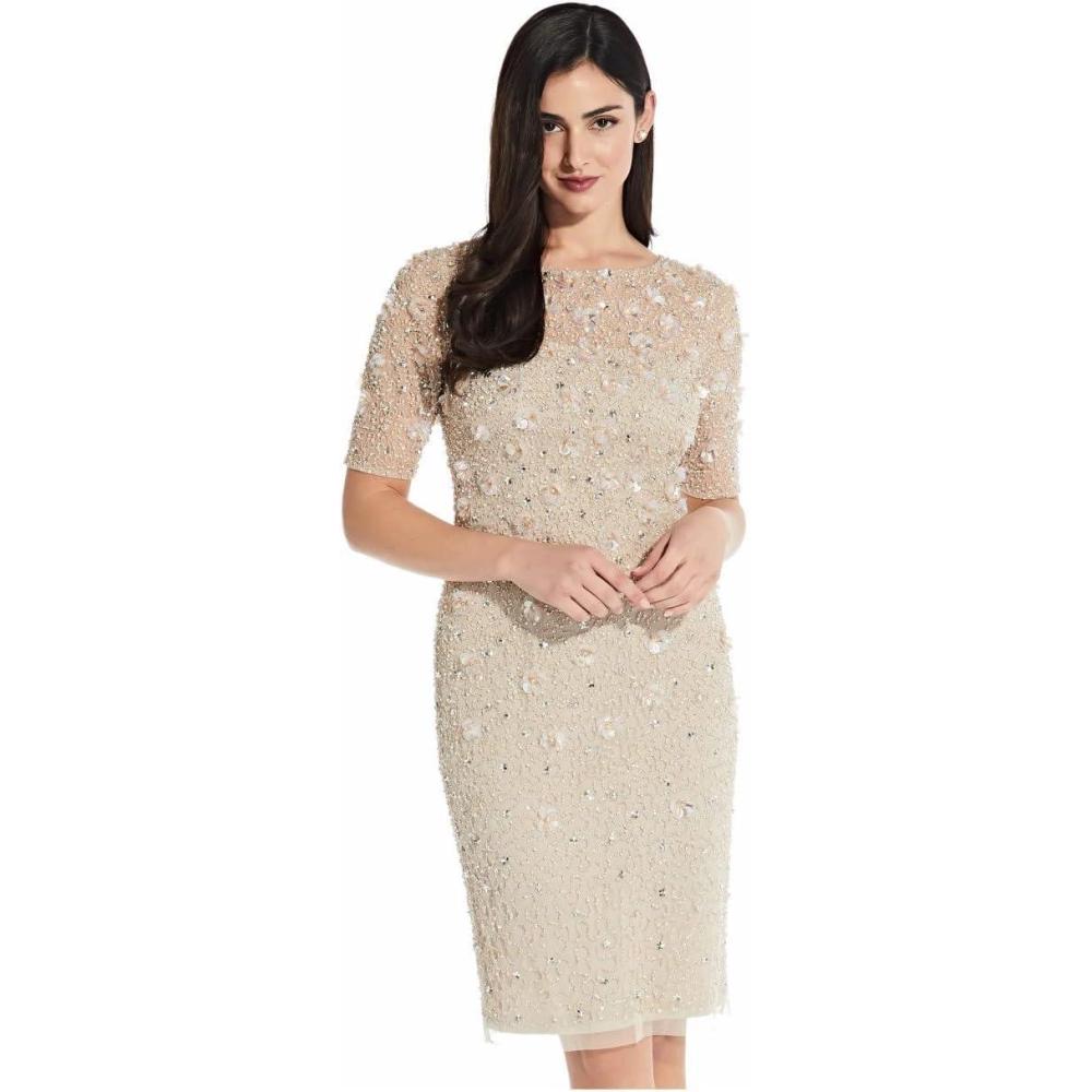 imageAdrianna Papell Womens Beaded Cocktail DressBiscotti