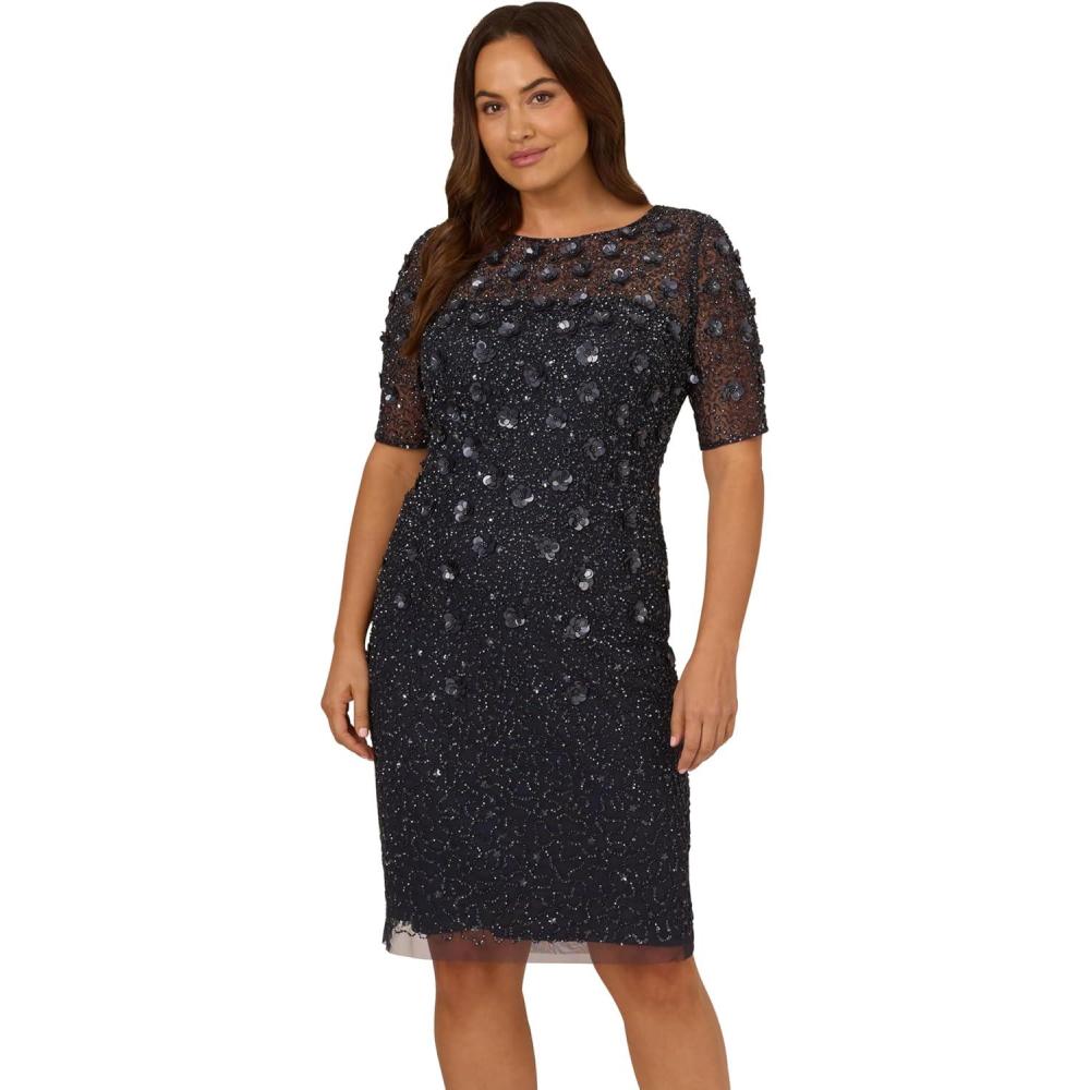 imageAdrianna Papell Womens Beaded Cocktail DressDusty Navy