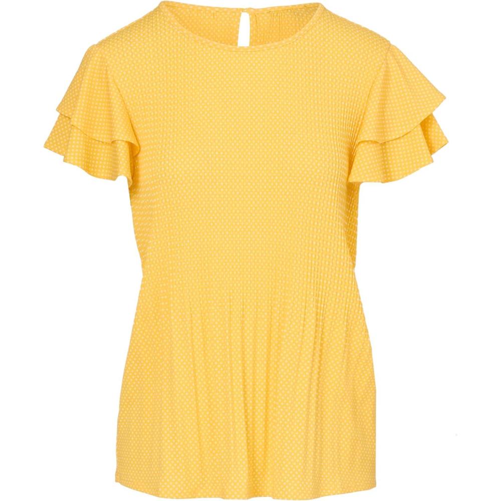 imageAdrianna Papell Womens Pleated Knit Double Sleeve TopMimosaIvory Small Dot