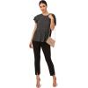 imageAdrianna Papell Womens Pleated Knit Double Sleeve TopBlack Blowing Leaf