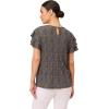 imageAdrianna Papell Womens Pleated Knit Double Sleeve TopBlack Painted Dots