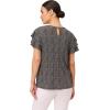 imageAdrianna Papell Womens Pleated Knit Double Sleeve TopBlack Painted Dots
