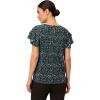 imageAdrianna Papell Womens Pleated Knit Double Sleeve TopDark Evergreen Brushed Dot