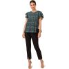 imageAdrianna Papell Womens Pleated Knit Double Sleeve TopDark Evergreen Brushed Dot