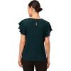 imageAdrianna Papell Womens Pleated Knit Double Sleeve TopDark EvergreenBlack Seed Dot