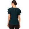 imageAdrianna Papell Womens Pleated Knit Double Sleeve TopDark EvergreenBlack Seed Dot