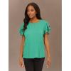 imageAdrianna Papell Womens Pleated Knit Double Sleeve TopVivid Green Ivory Small Dot