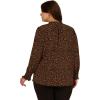 imageAdrianna Papell Womens Plus Size Ruffle Tieneck Long Sleeve TopBlackCamel Basic Leopard