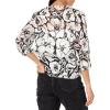 imageAdrianna Papell Womens Printed VNeck Long Sleeve Top WTie FrontBlack Imprint Floral