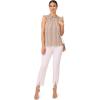 imageAdrianna Papell Womens Ruffle Mock Neck TankChampagne Blush Contrast Stripe