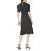 imageAdrianna Papell Womens Ruffle Neck Short Sleeve DressBlackIvory Outline Dot