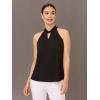 imageAdrianna Papell Womens Solid Knit Halter Twist Neck TopBlack