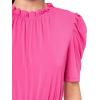 imageAdrianna Papell Womens Solid Knit Ruffle Neck Pleated Sleeve Midi DressAzalea Pink