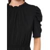 imageAdrianna Papell Womens Solid Knit Ruffle Neck Pleated Sleeve Midi DressBlack