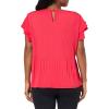 imageAdrianna Papell Womens Solid Pleat Double Sleeve TopCoral Pink