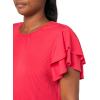 imageAdrianna Papell Womens Solid Pleat Double Sleeve TopCoral Pink