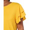 imageAdrianna Papell Womens Solid Pleat Double Sleeve TopSunflower