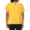 imageAdrianna Papell Womens Solid Pleat Double Sleeve TopSunflower