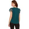 imageAdrianna Papell Womens VNeck Knit Top with Organza Flutter SleevesEvergreen