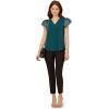 imageAdrianna Papell Womens VNeck Knit Top with Organza Flutter SleevesEvergreen