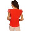 imageAdrianna Papell Womens VNeck Knit Top with Organza Flutter SleevesFiery Red