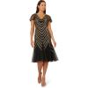 imageAdrianna Papell Womens Beaded Mesh Midi DressBlackGold