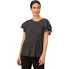 imageAdrianna Papell Womens Pleated Knit Double Sleeve TopBlack Blowing Leaf
